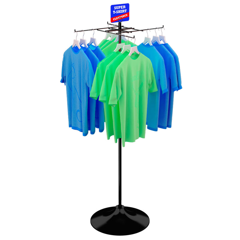 4-Hook Economical T-Shirt Display on Round Floor Base