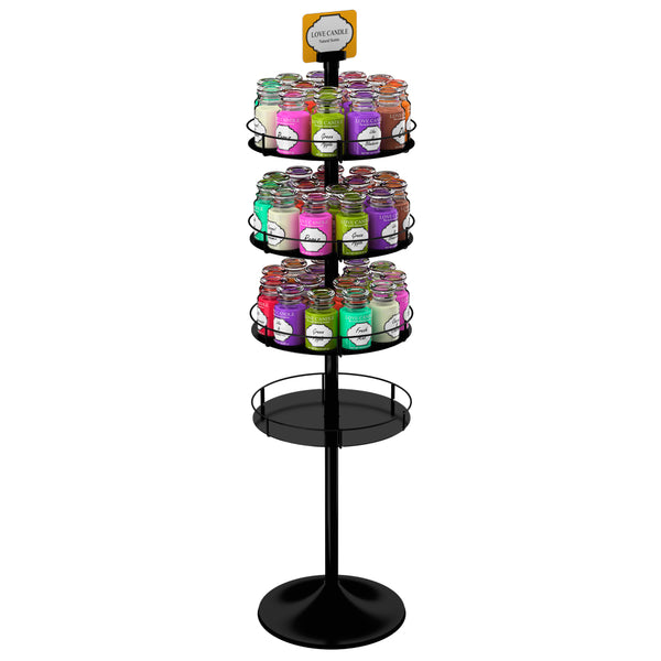 Heavyweight Floor Display Stand with 4 Round Metal Trays (Round Base)