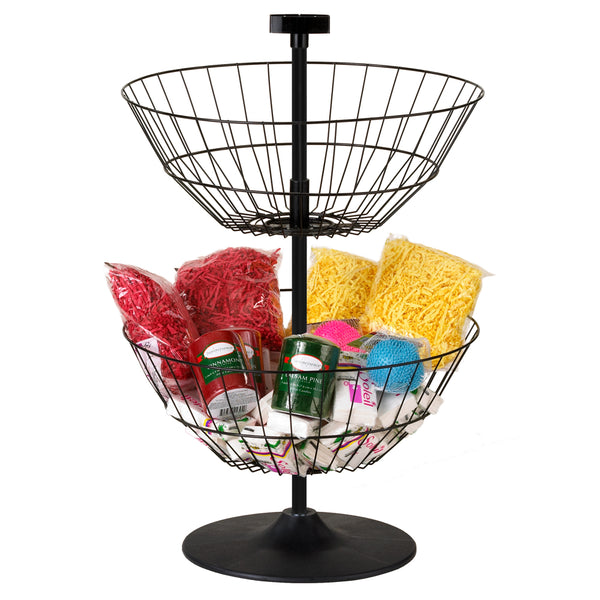 Economical Dump Bin Countertop Display with Two 18" Diameter Spinner Baskets