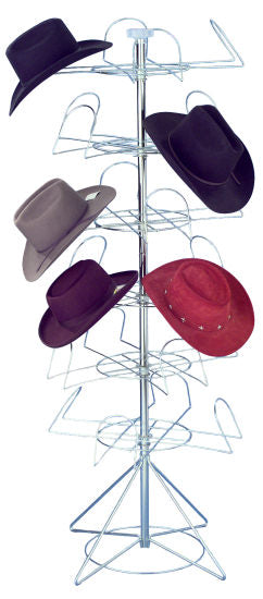 24-Hat Western Style Cowboy Hat Spinner Rack for Floor Display