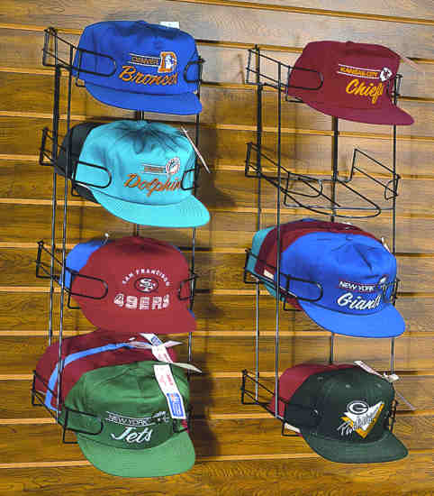 4-Pocket Vertical Baseball Cap Display (for Pegboard, Slatwall, Gridwall)