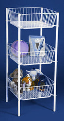 3-Tier Dump Bin with 19" x 19" Square Wire Baskets (White)