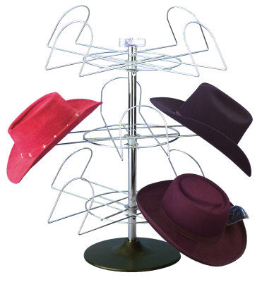 12-Hat Western Style Cowboy Hat Spinner Rack for Countertop Display