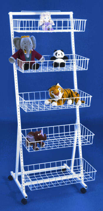 Tiered 5-Basket Versa-Rack Merchandiser Floor Display with Casters