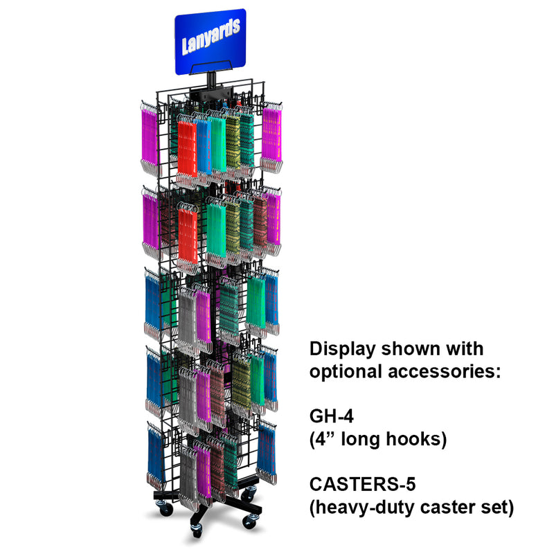 Double-Sided 60" x 16" Wire Grid Panel Floor Spinner Display