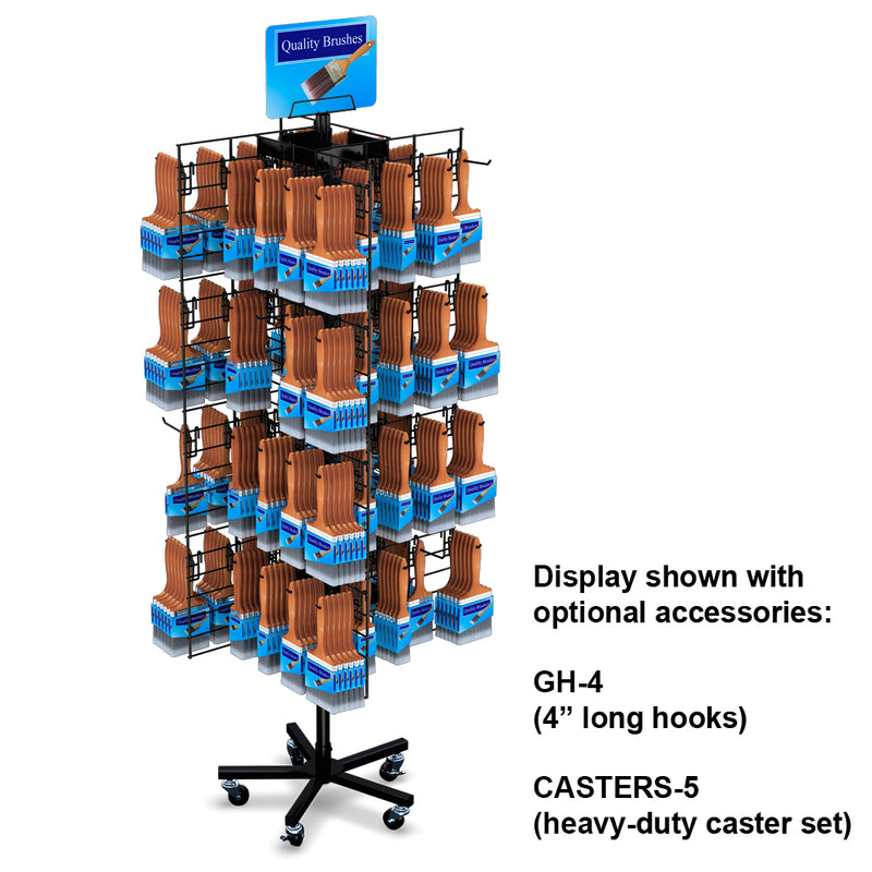 4-Sided 48" x 16" Wire Grid Panel Floor Spinner Display