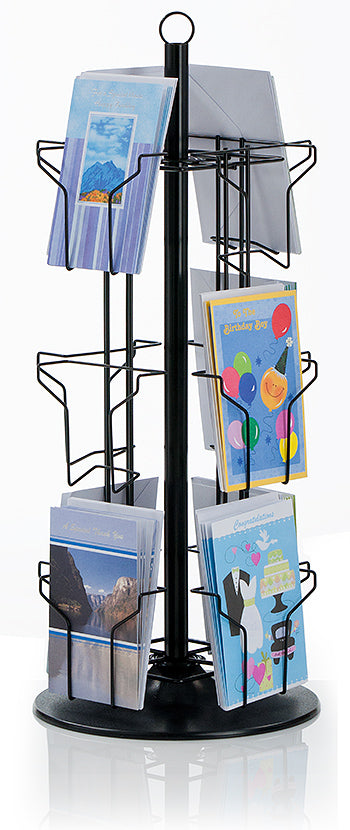 12-Pocket Countertop Greeting Card Display Spinner Rack (Black)