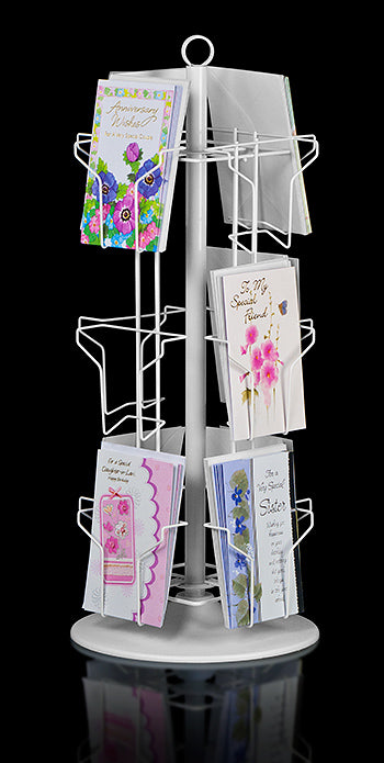 12-Pocket Countertop Greeting Card Display Spinner Rack (White)