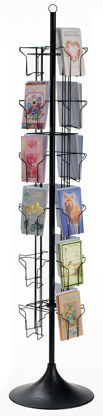 24-Pocket Floor Greeting Card Display Spinner Rack (Black)