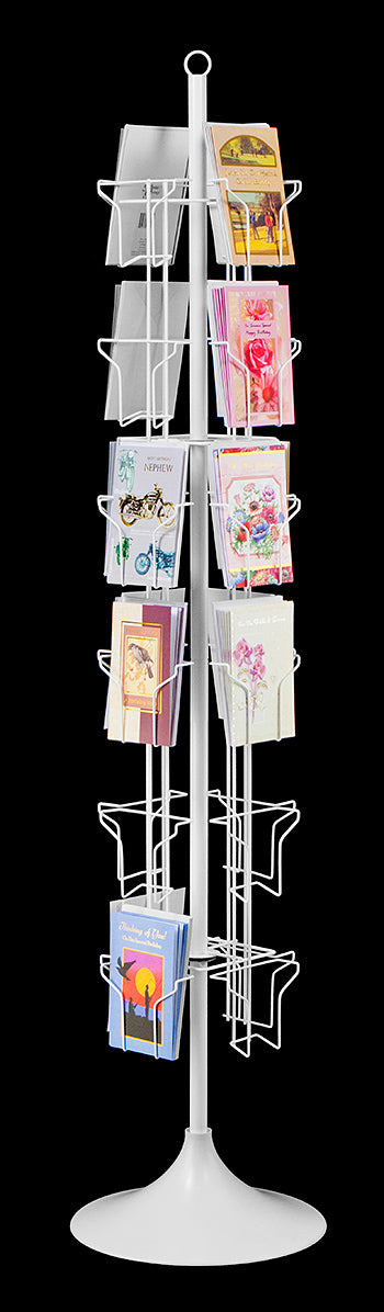 24-Pocket Floor Greeting Card Display Spinner Rack (White)