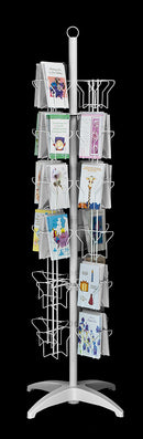 48-Pocket Floor Greeting Card Display Spinner Rack (White)