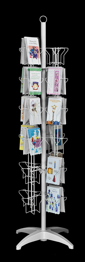 48-Pocket Floor Greeting Card Display Spinner Rack (White)