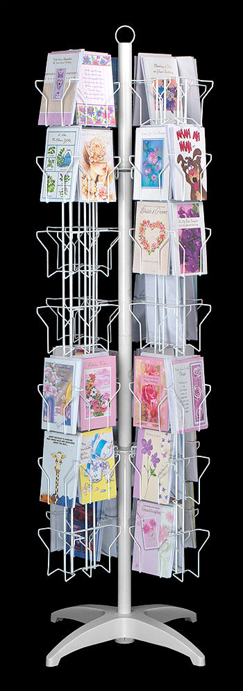 84-Pocket Floor Greeting Card Display Spinner Rack (White)